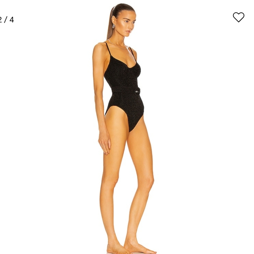 Jonathan Simkhai Noa Belted Bustier Swimsuit in Black Metallic - Picture 3 of 14